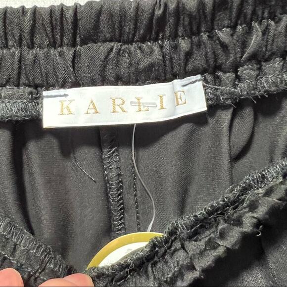 NWT Karlie Black Satin Jogger Pants - Picture 8 of 8